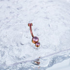 Double CZ internally threaded Titanium Belly Ring