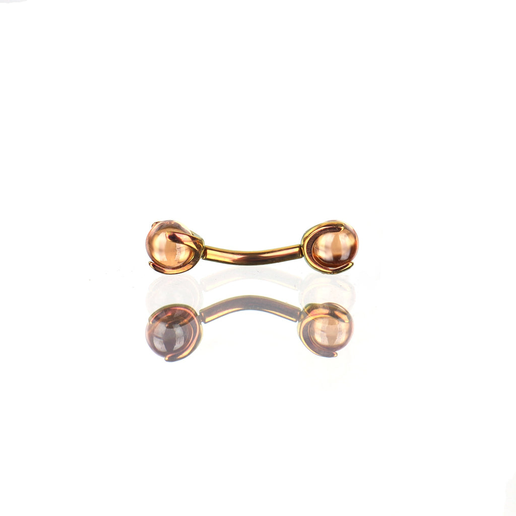 Round CZ Ball Internally Threaded Titanium Brow Studs