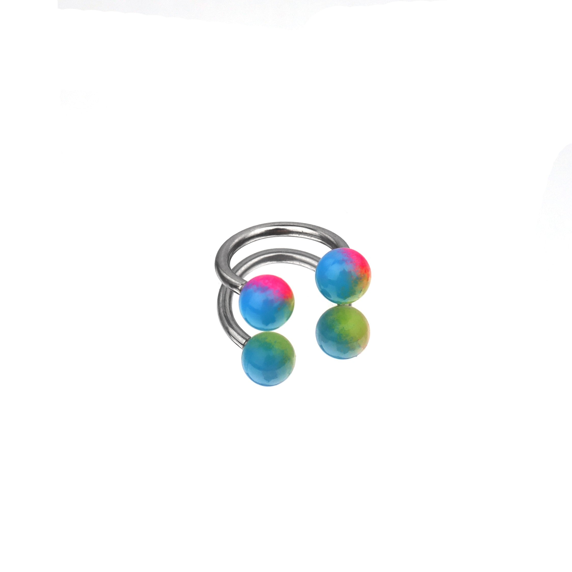 Colorful Acrylic Contrast Ball Horseshoe Ring