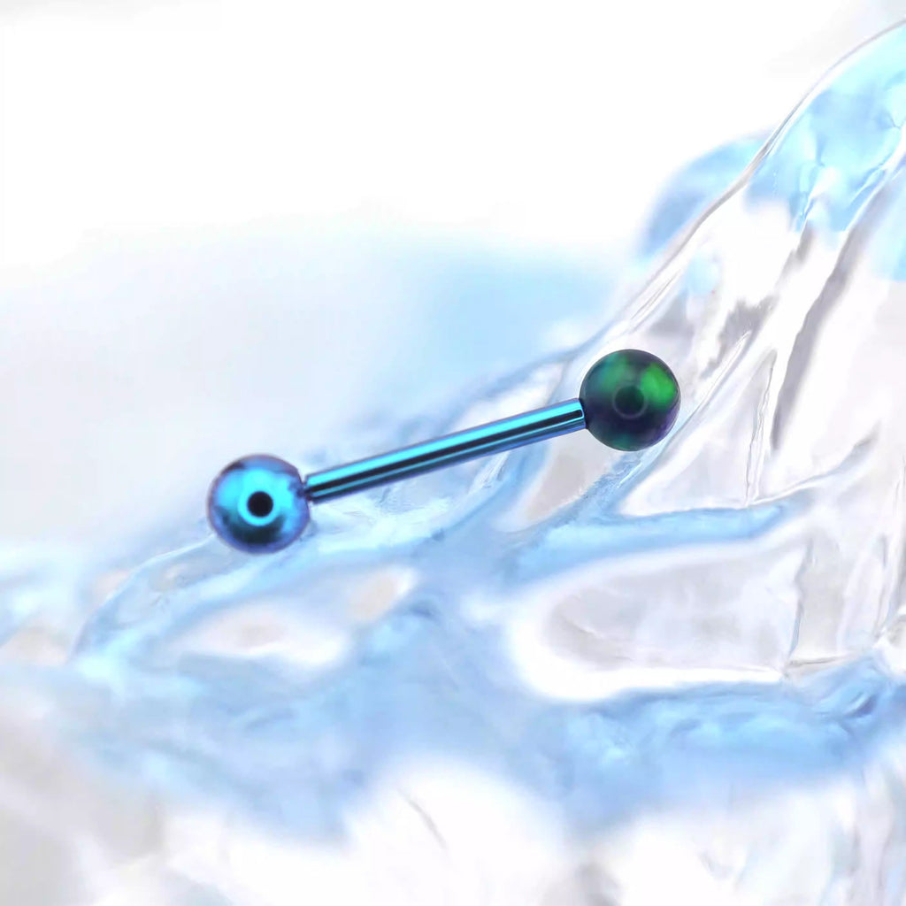 14G Opal Internally Threaded Titanium Barbell