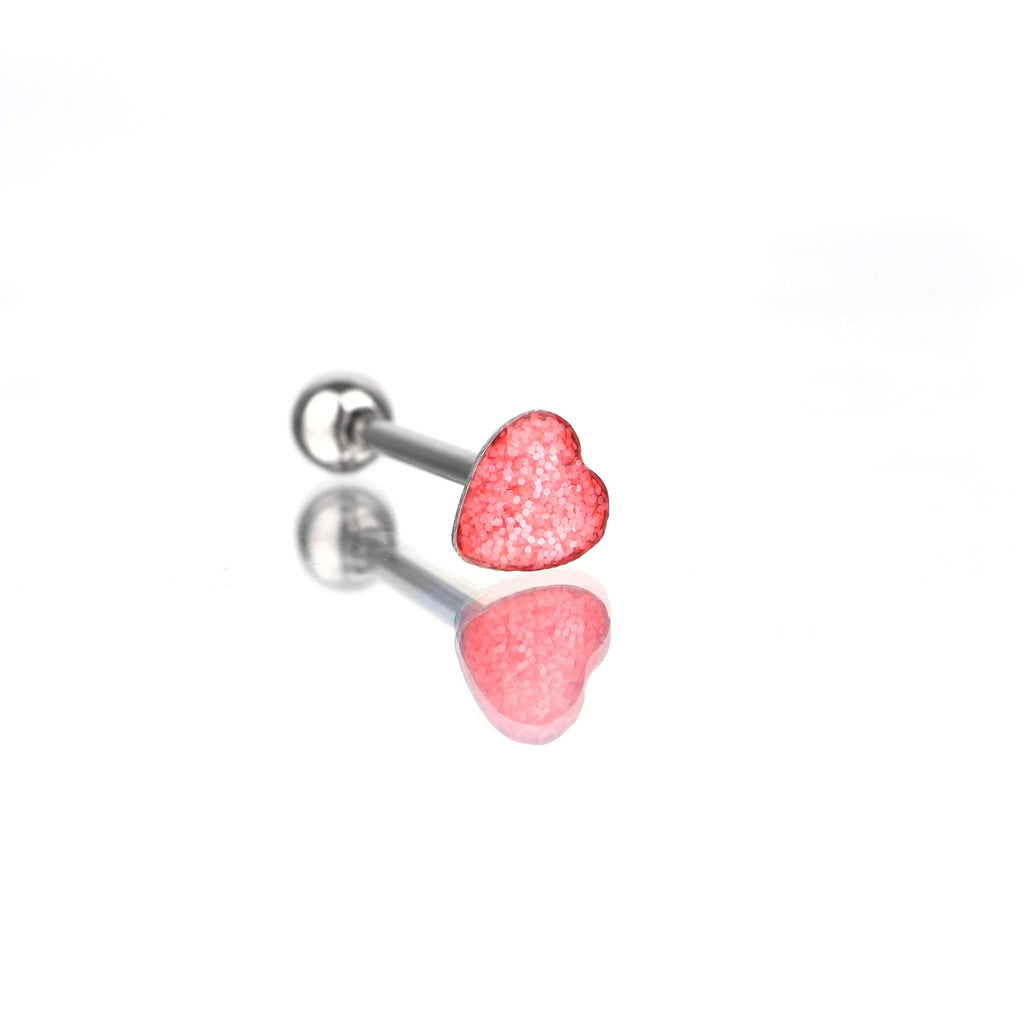 Glitter Resin Heart Oil Slick tongue stud