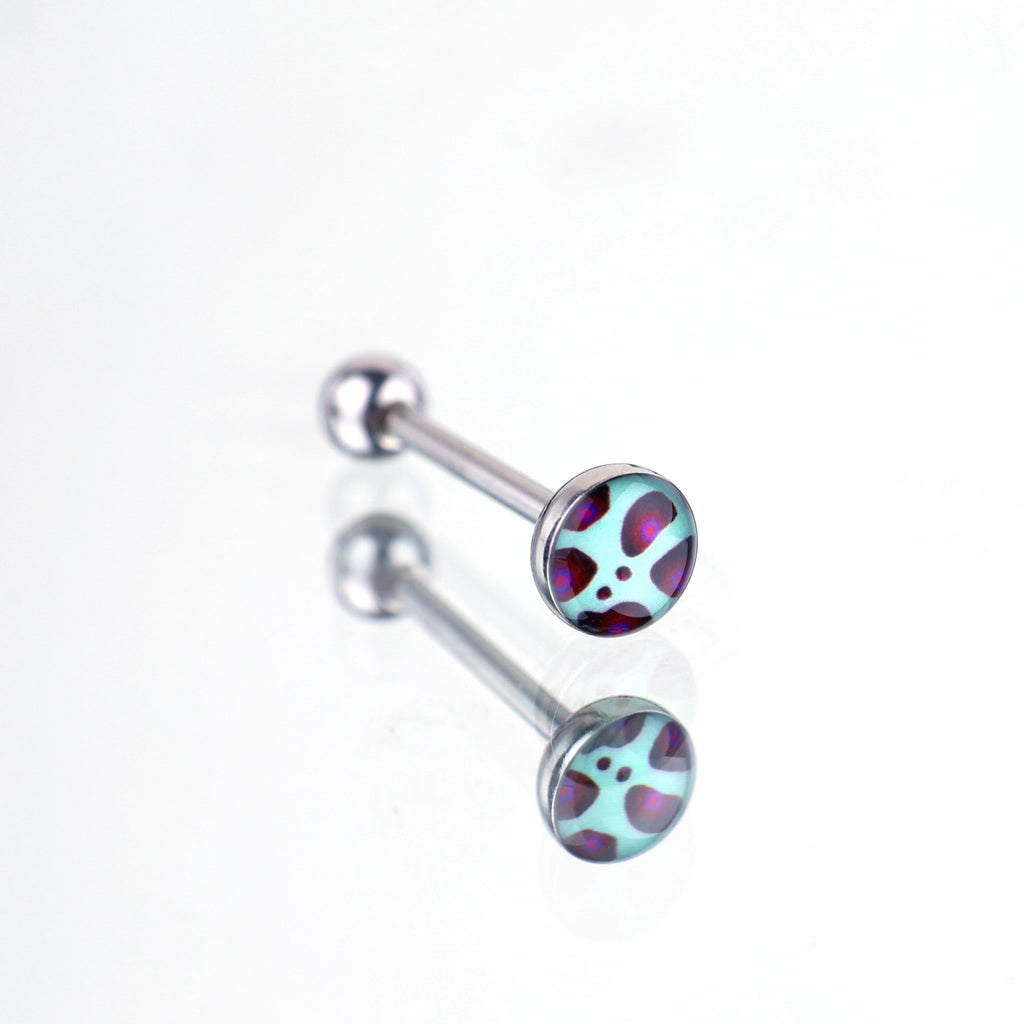 Leopard Print Oil Slick Tongue Stud