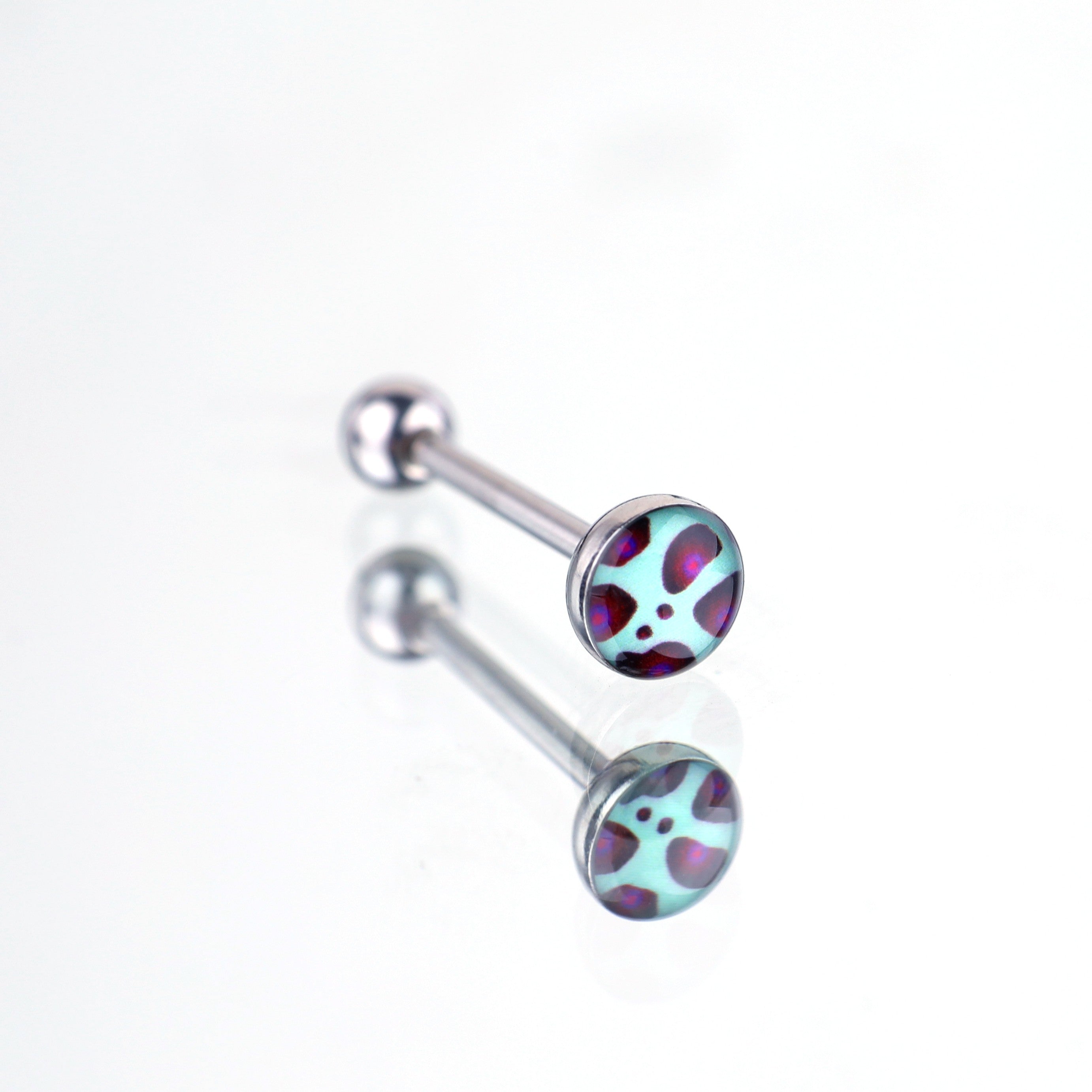 Leopard Print Oil Slick Tongue Stud