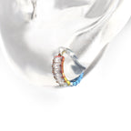 Square CZ Titanium Lobe Ring