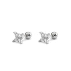 Four-CZ Petal Thin Gauge stainless steel Ear Studs