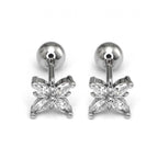 Four-CZ Petal Thin Gauge stainless steel Ear Studs