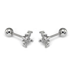 Four-CZ Petal Thin Gauge stainless steel Ear Studs