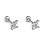 Four-CZ Petal Thin Gauge stainless steel Ear Studs
