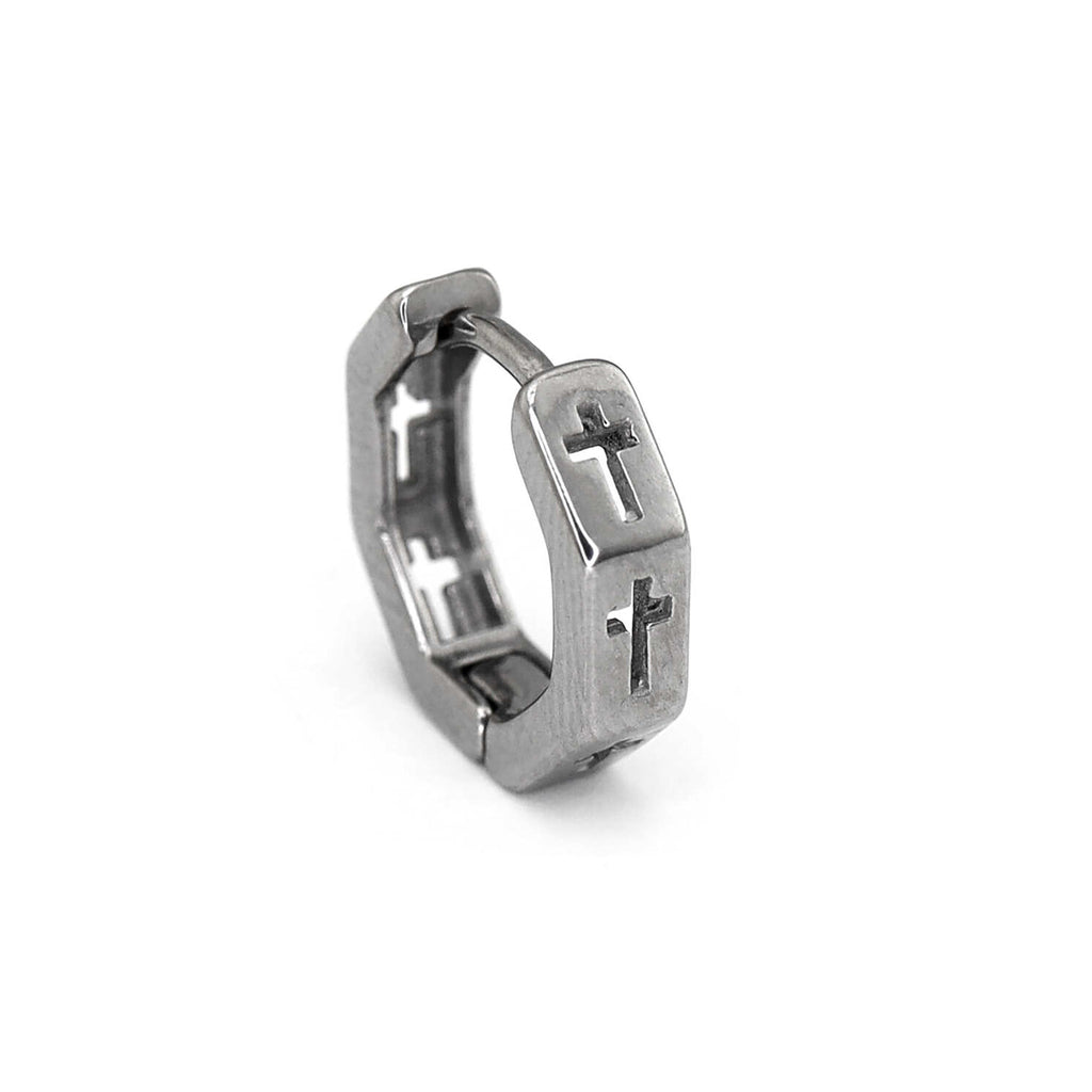 Openwork Hexagon Cross stainless steel Earrings