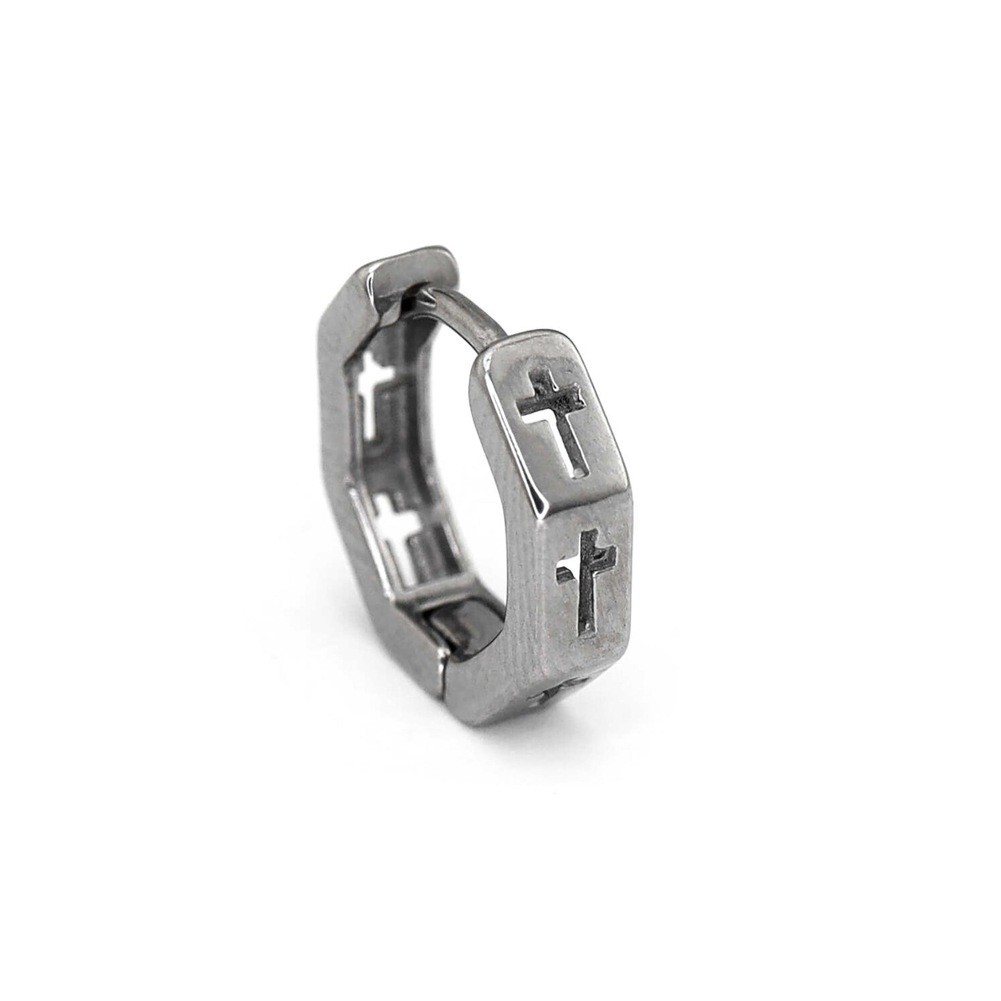 Openwork Hexagon Cross stainless steel Earrings