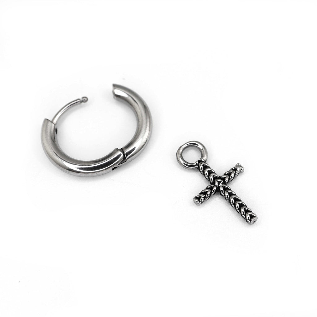 Woven Cross Pendant stainless steel Earrings