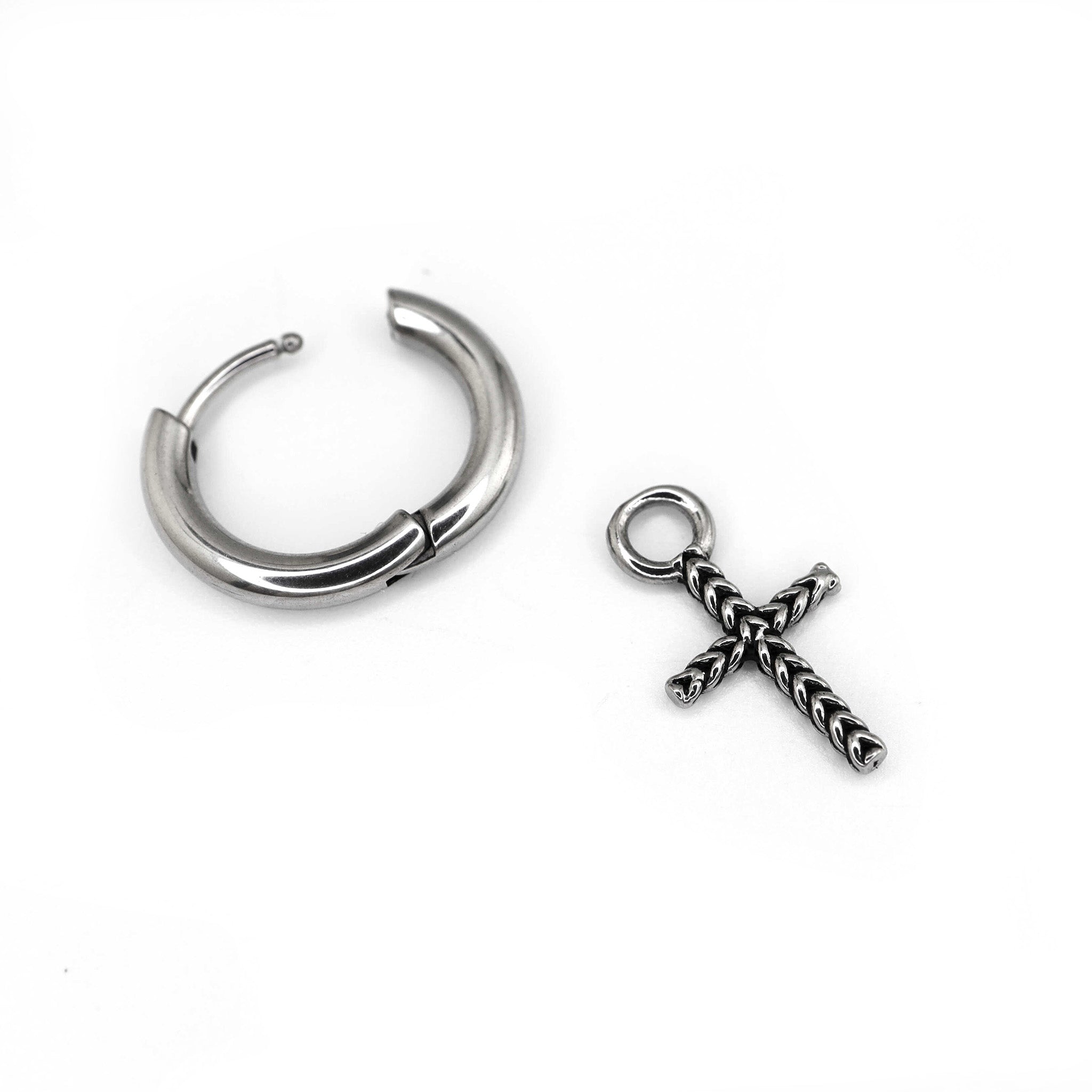 Woven Cross Pendant stainless steel Earrings
