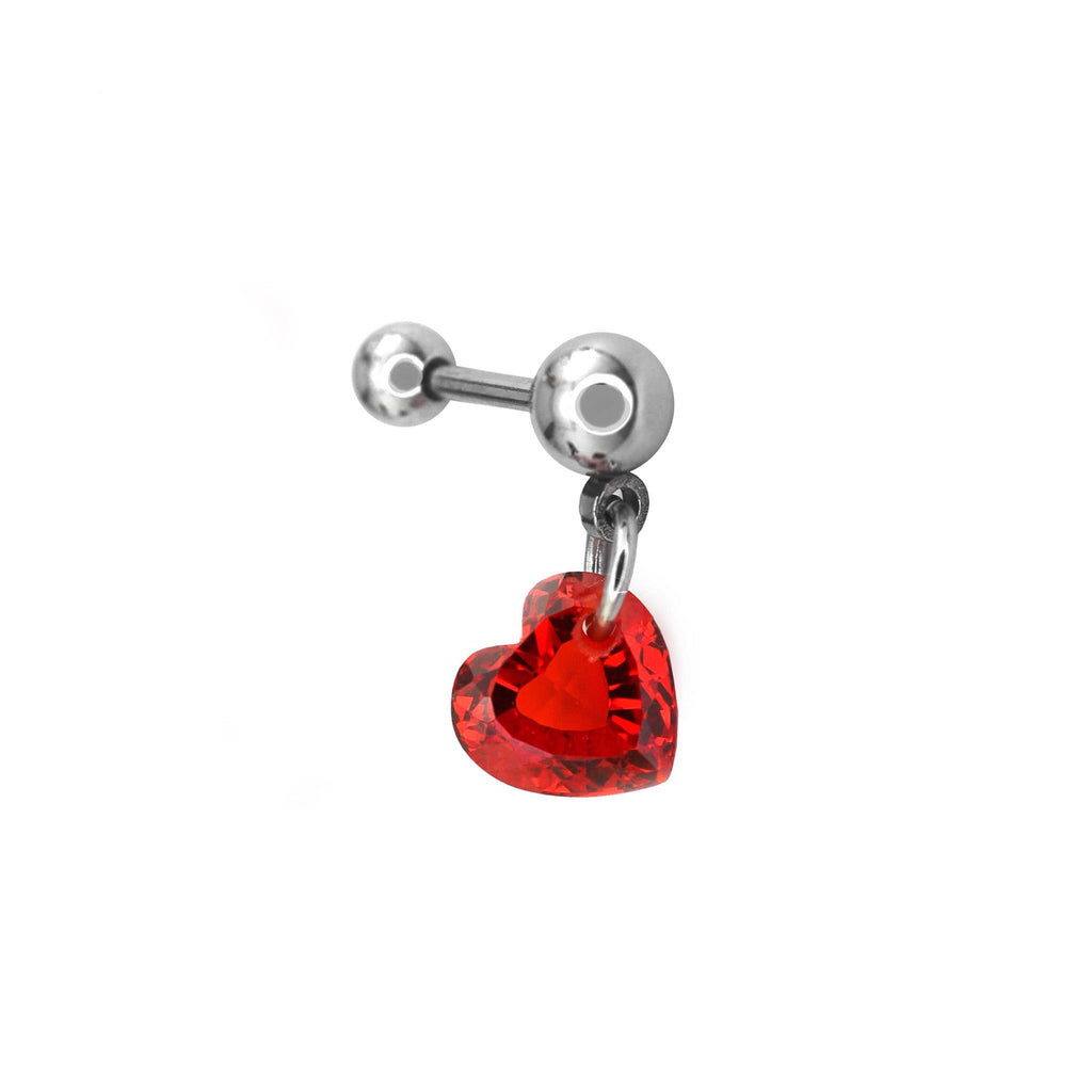 Red Heart CZ Dangle stainless steel Ear Studs