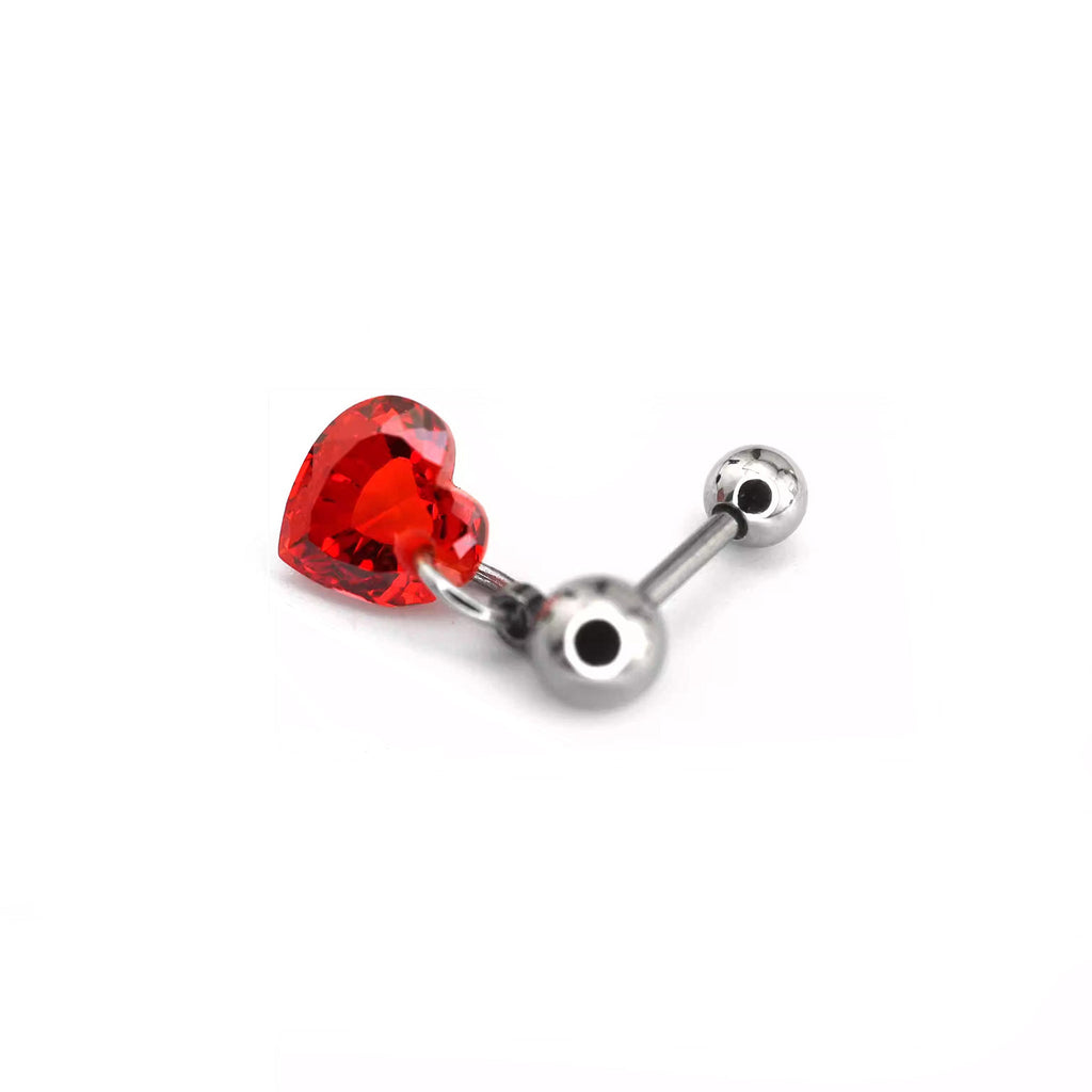 Red Heart CZ Dangle stainless steel Ear Studs