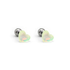 PAIR OF Basic Heart Crystal Thin Gauge stainless steel Ear Studs