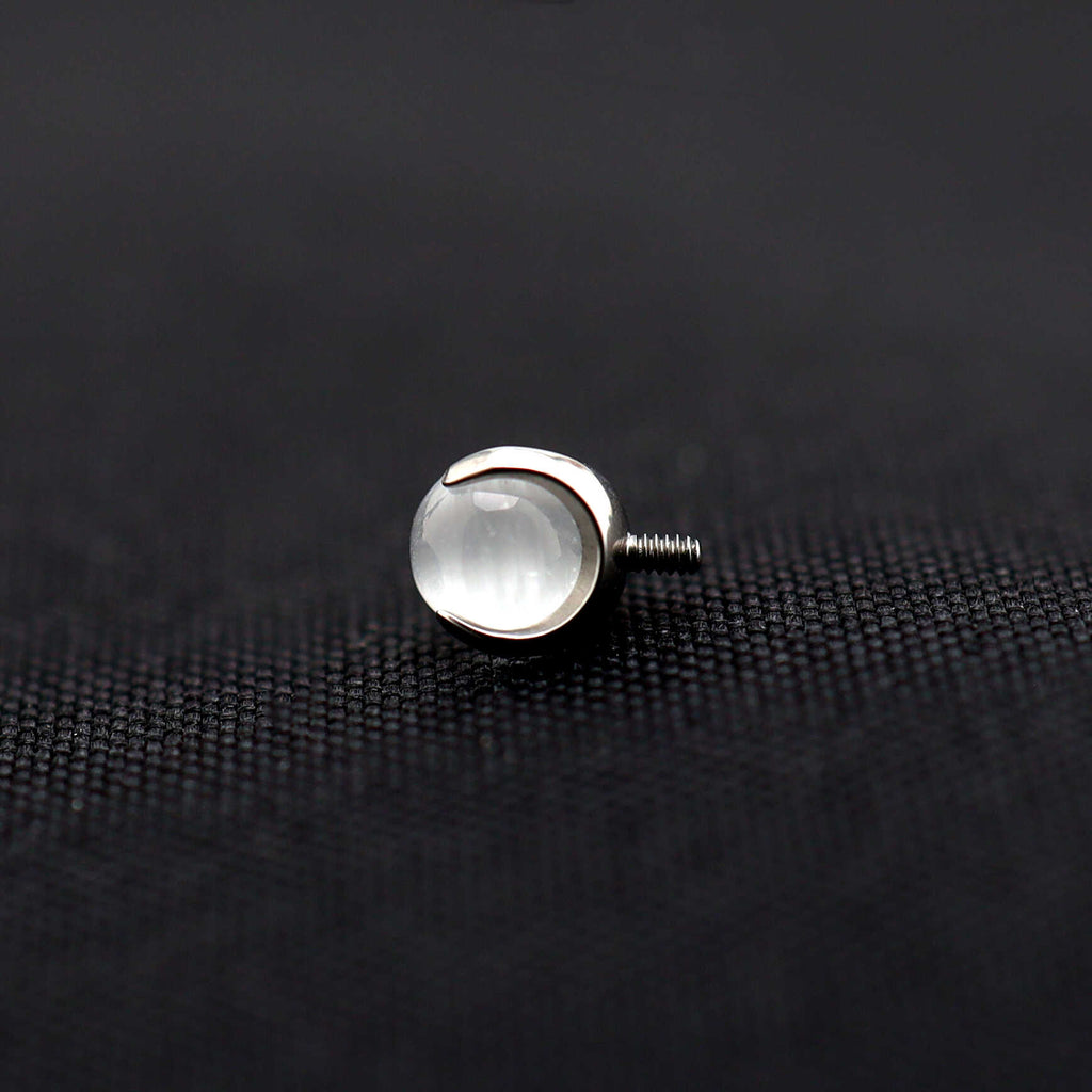 Translucent Cat's Eye Internally Threaded Titanium Studs