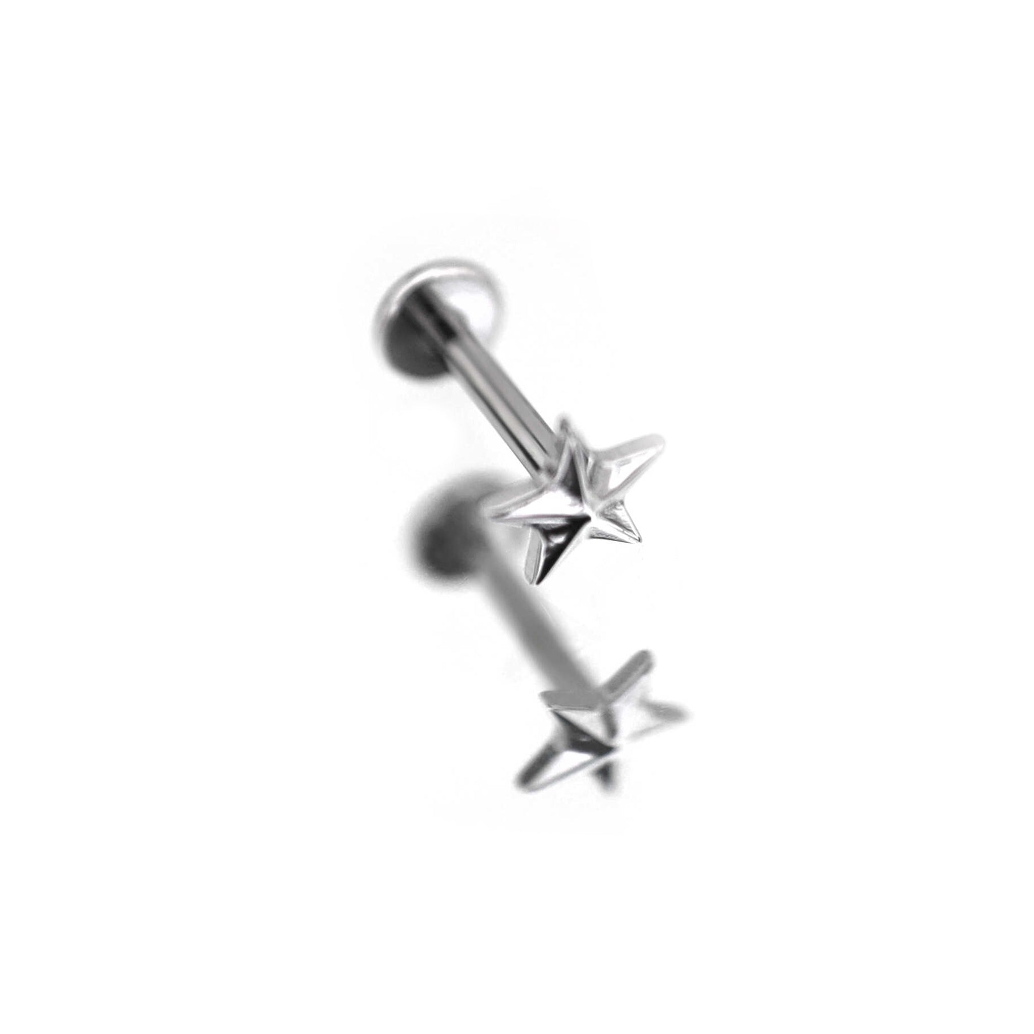 3D Engraved Pentagram Internally Threaded Titanium Studs