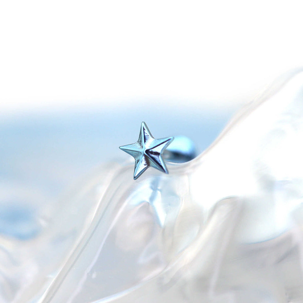 3D Engraved Pentagram Internally Threaded Titanium Studs