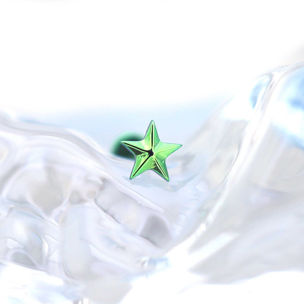 3D Engraved Pentagram Internally Threaded Titanium Studs