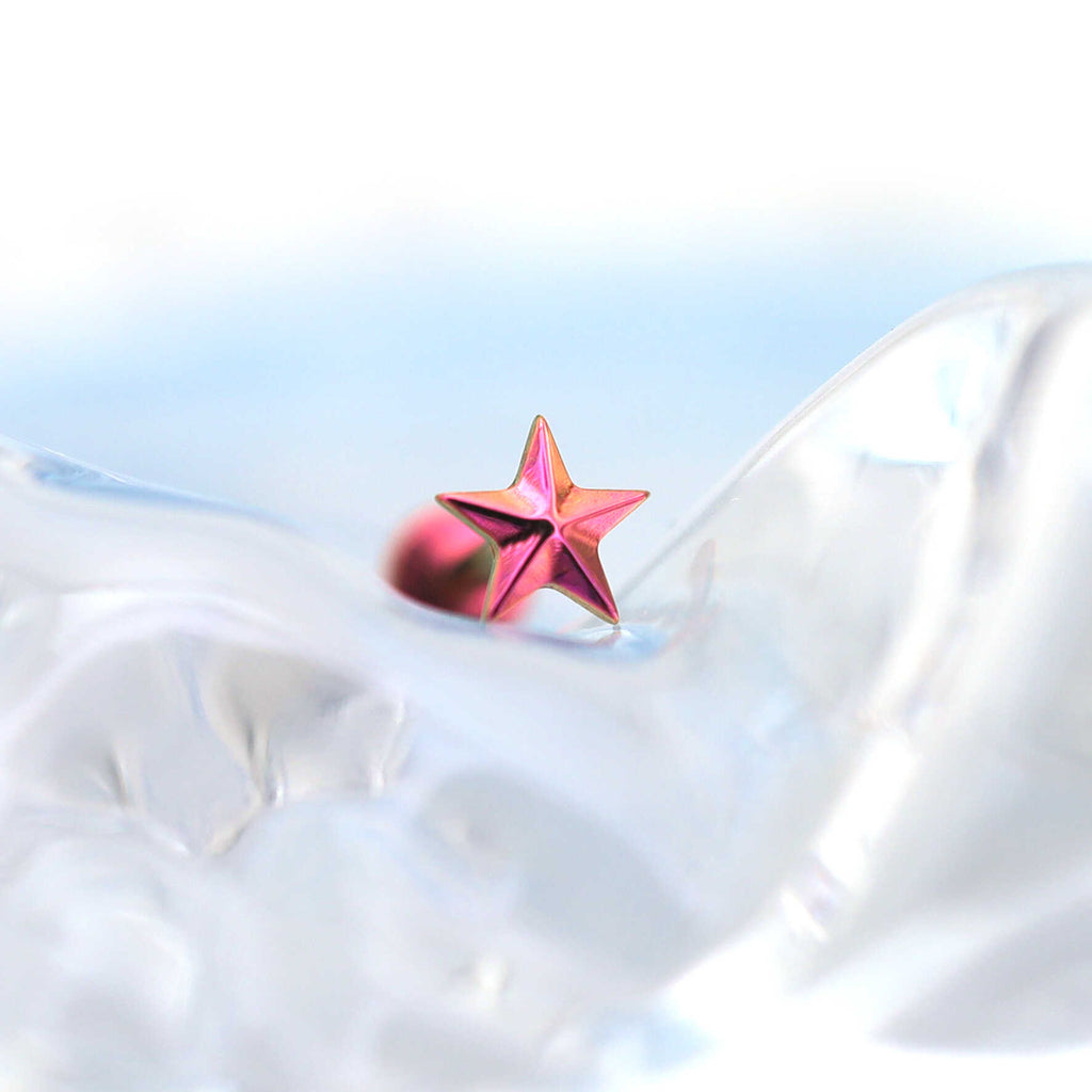 3D Engraved Pentagram Internally Threaded Titanium Studs