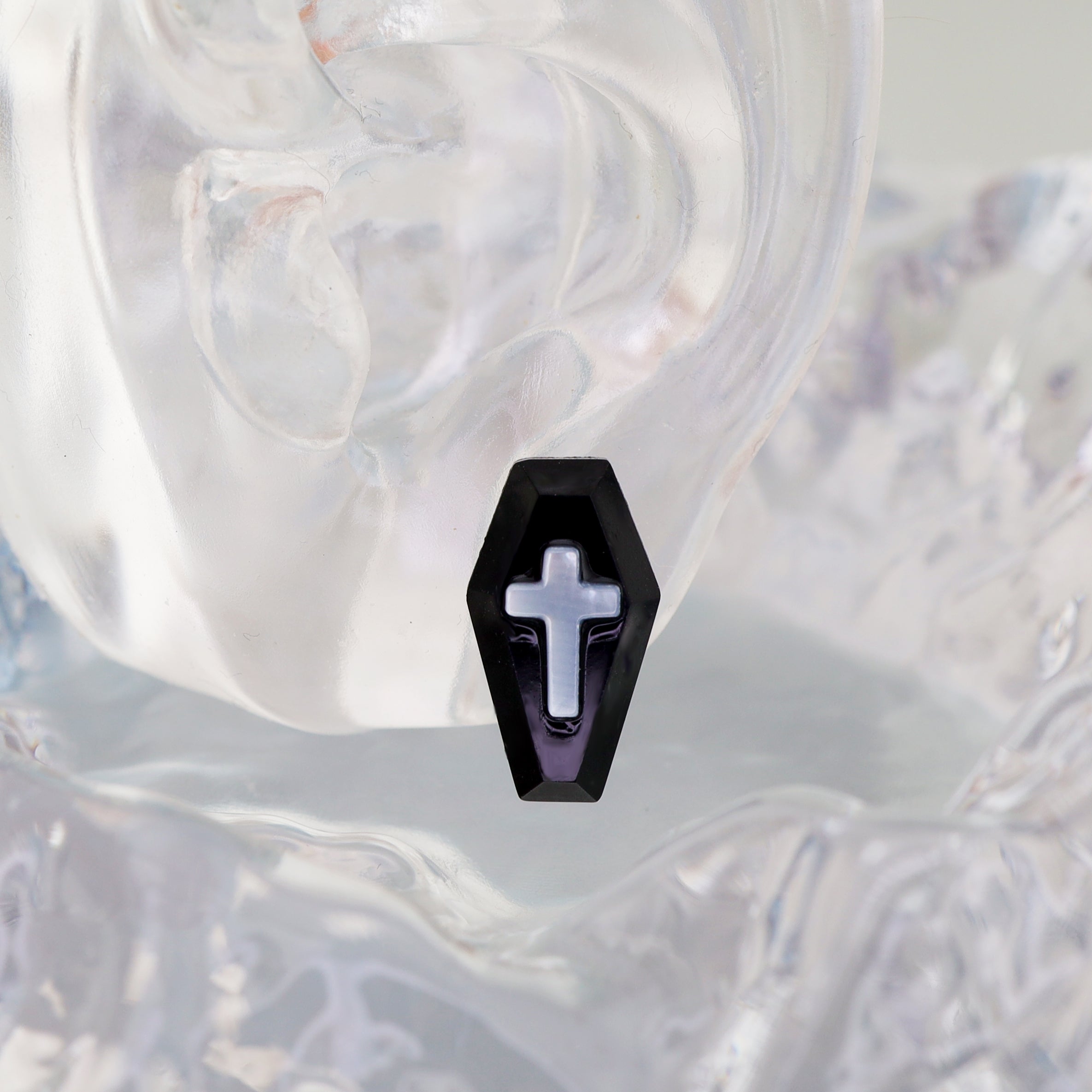 Resin Cross Coffin Ear Studs