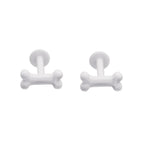 PAIR OF White Mini Bone Internally Threaded stainless steel Studs
