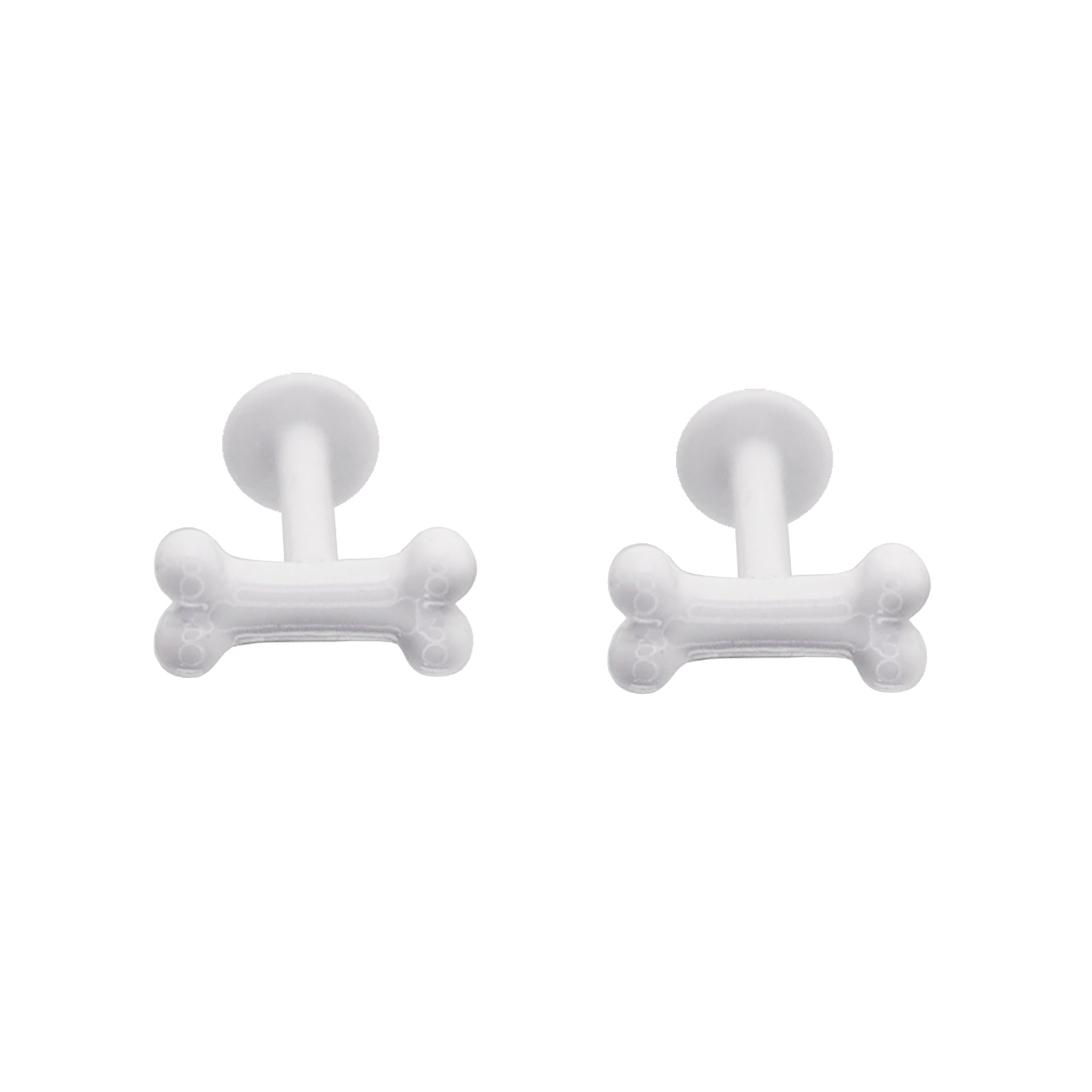 PAIR OF White Mini Bone Internally Threaded stainless steel Studs