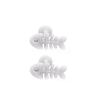 PAIR OF White Fishbone Internally Threaded stainless steel Studs