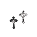 PAIR OF Heart CZ Cross stainless steel Ear Studs