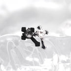 PAIR OF Heart CZ Cross stainless steel Ear Studs