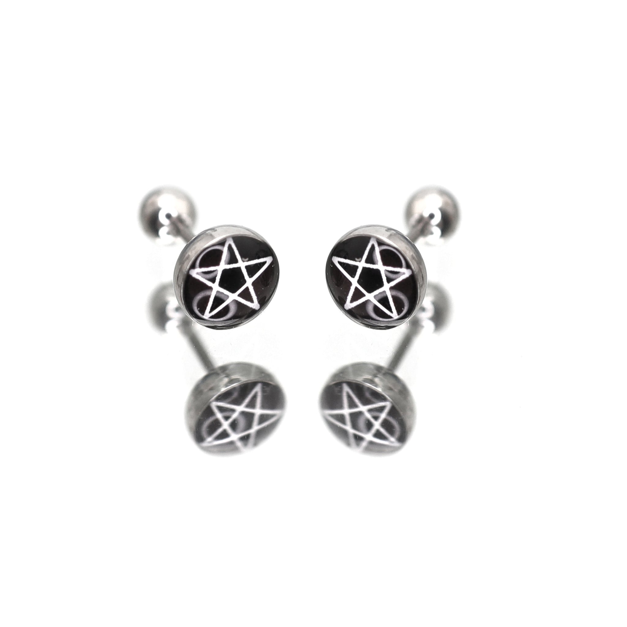 PAIR OF Resin Oil Slick Star stainless steel Ear Studs
