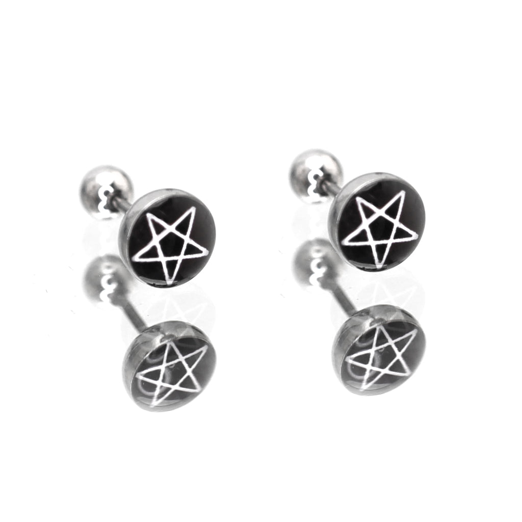 PAIR OF Resin Oil Slick Star stainless steel Ear Studs