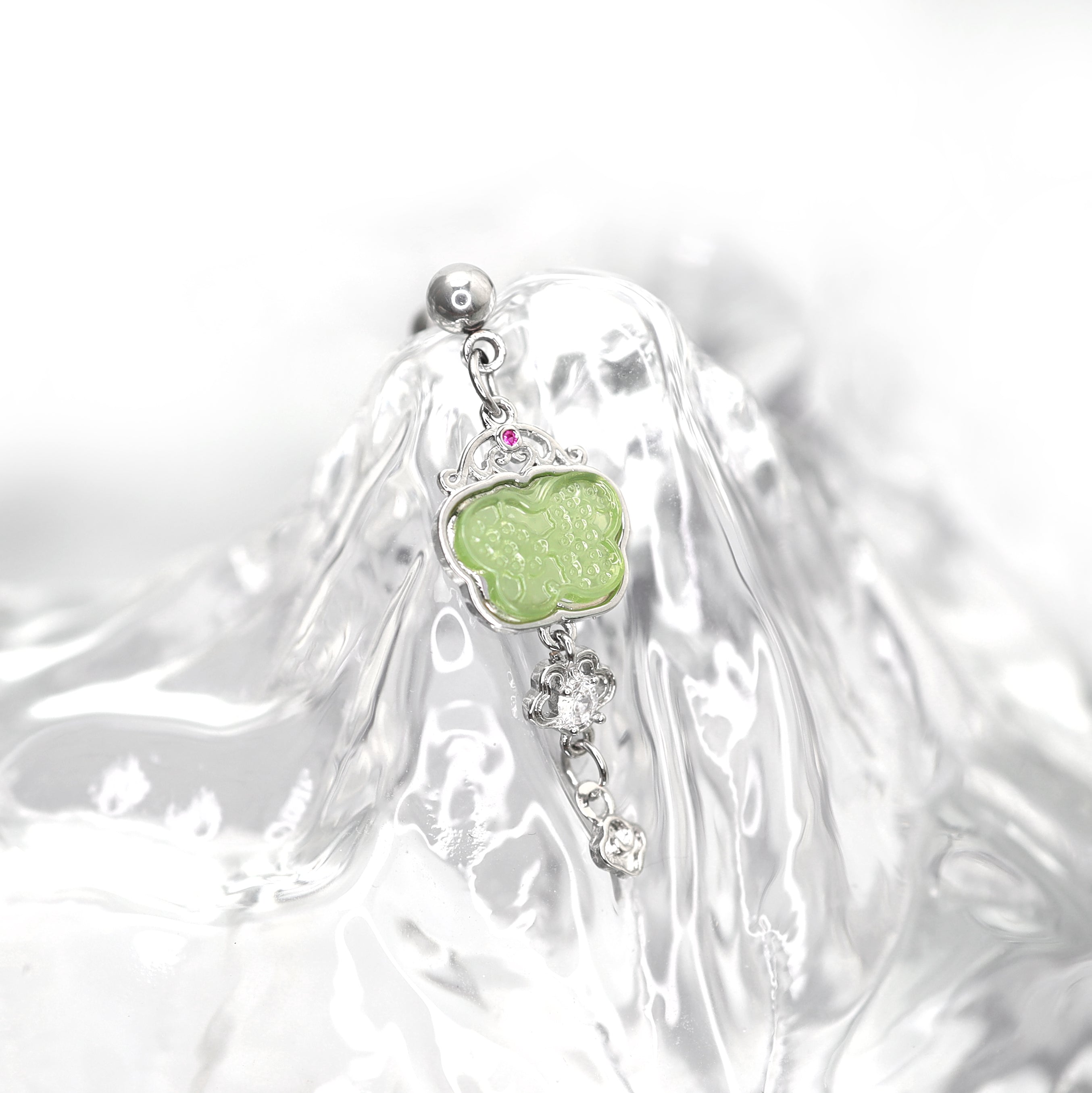 Jade-Inspired Blue Butterfly Externally Threaded stainless steel Studs