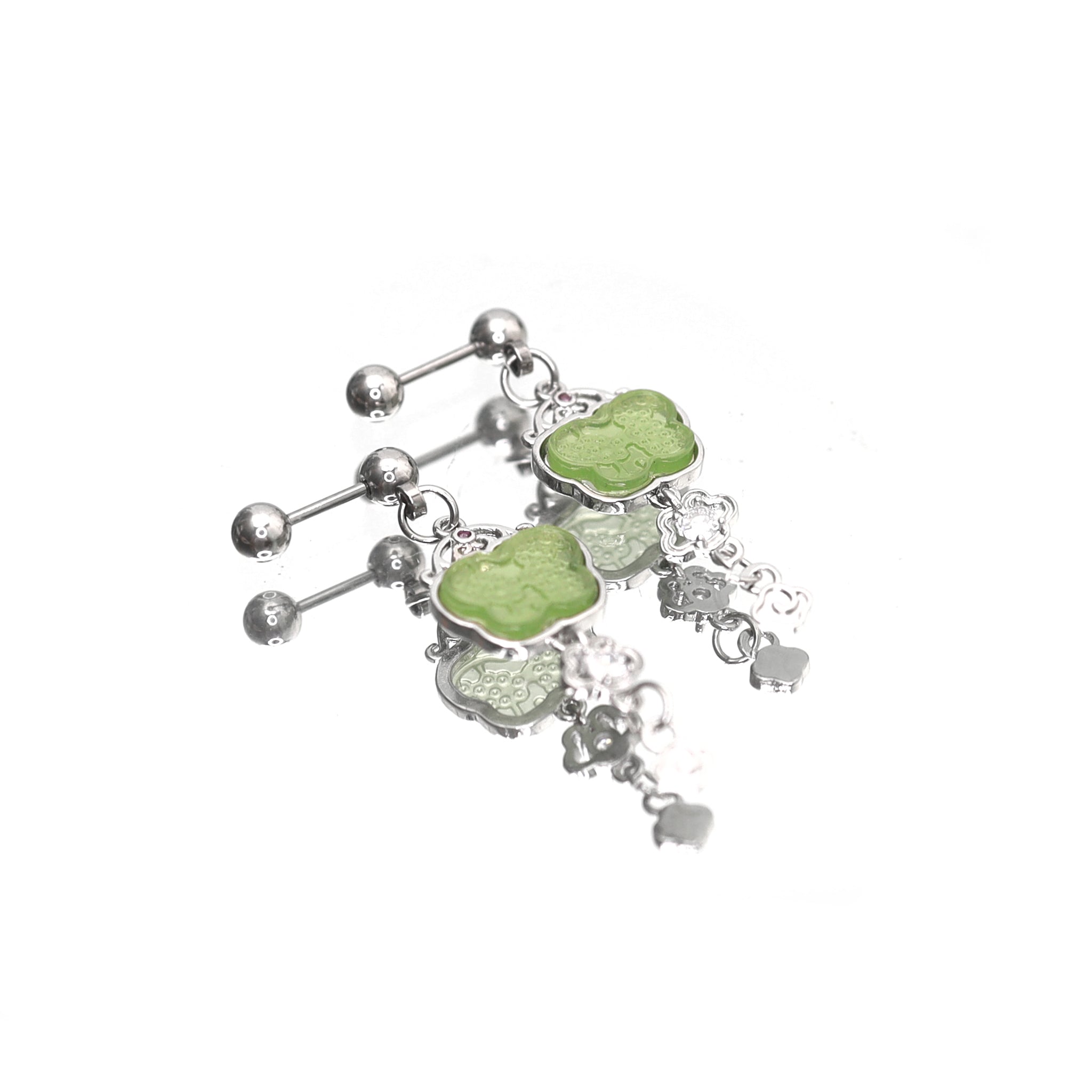 Jade-Inspired Blue Butterfly Externally Threaded stainless steel Studs