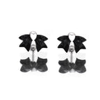 Black & White Heart Bow Stainless Steel Ear Studs
