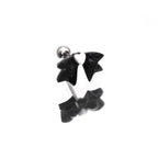 Black & White Heart Bow Stainless Steel Ear Studs