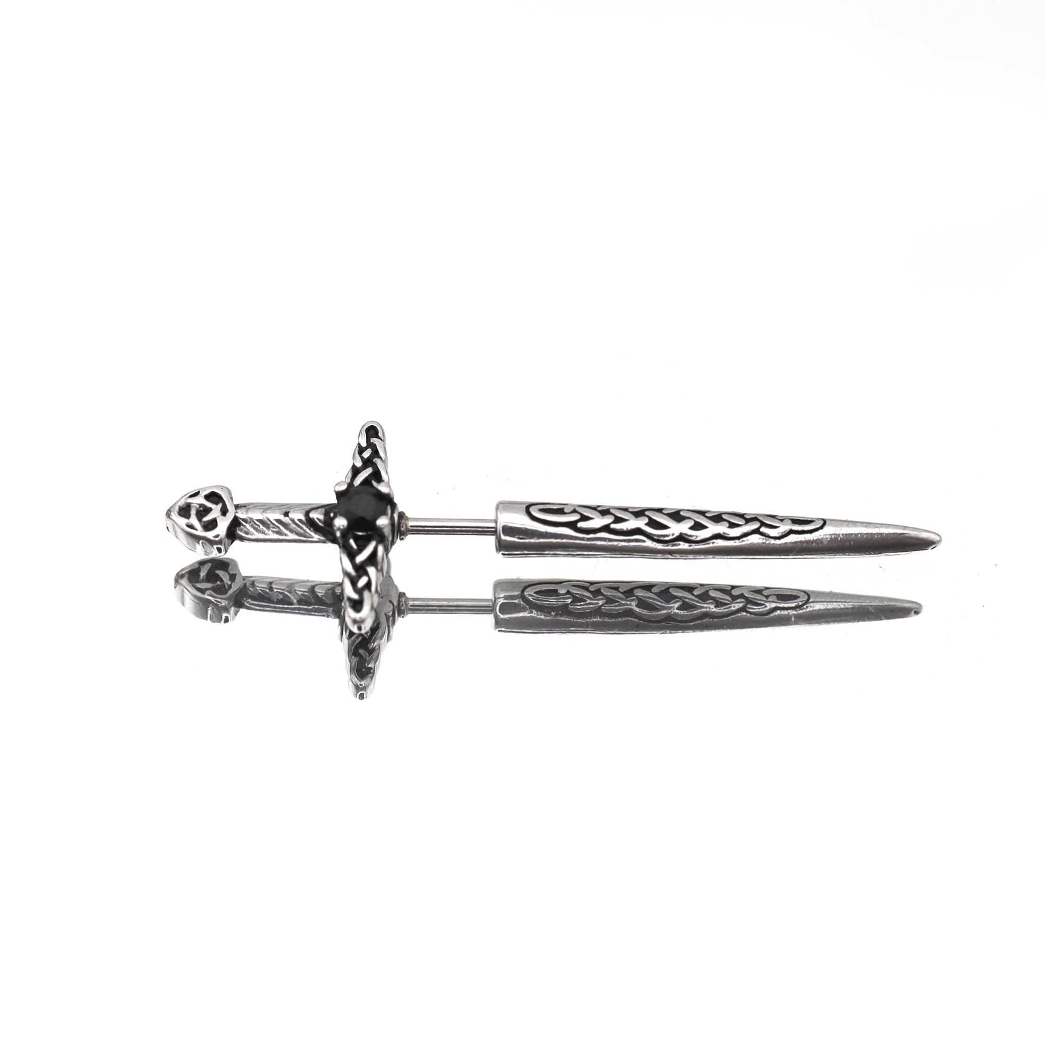 Engraved Dark Fantasy Dagger stainless steel Studs
