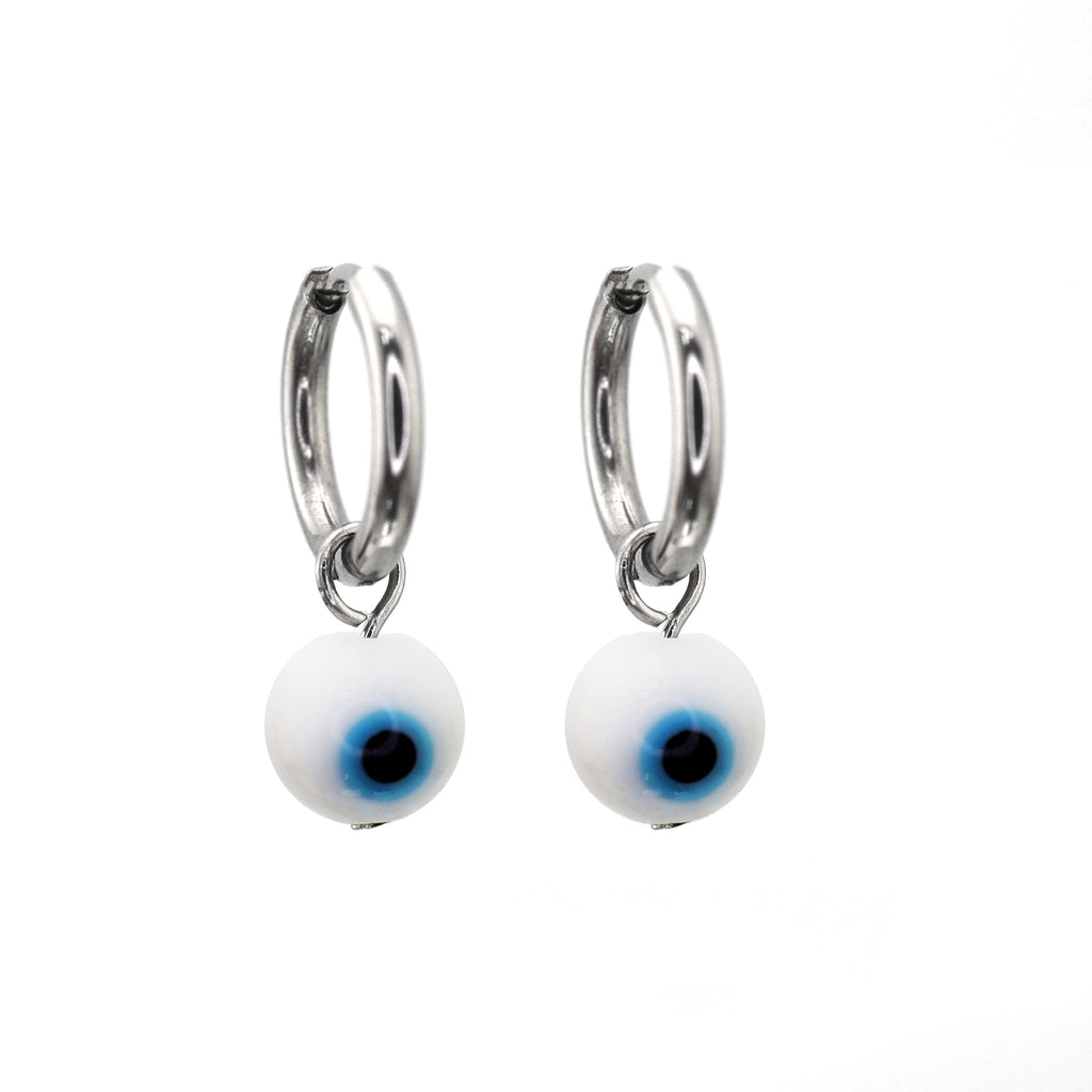 PAIR OF Blue Eyeball Pendant stainless steel Earrings