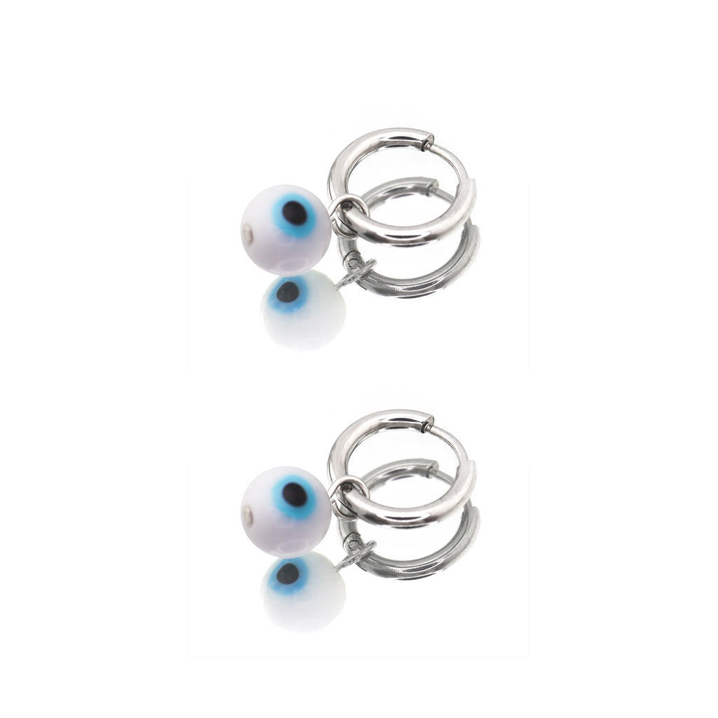 PAIR OF Blue Eyeball Pendant stainless steel Earrings