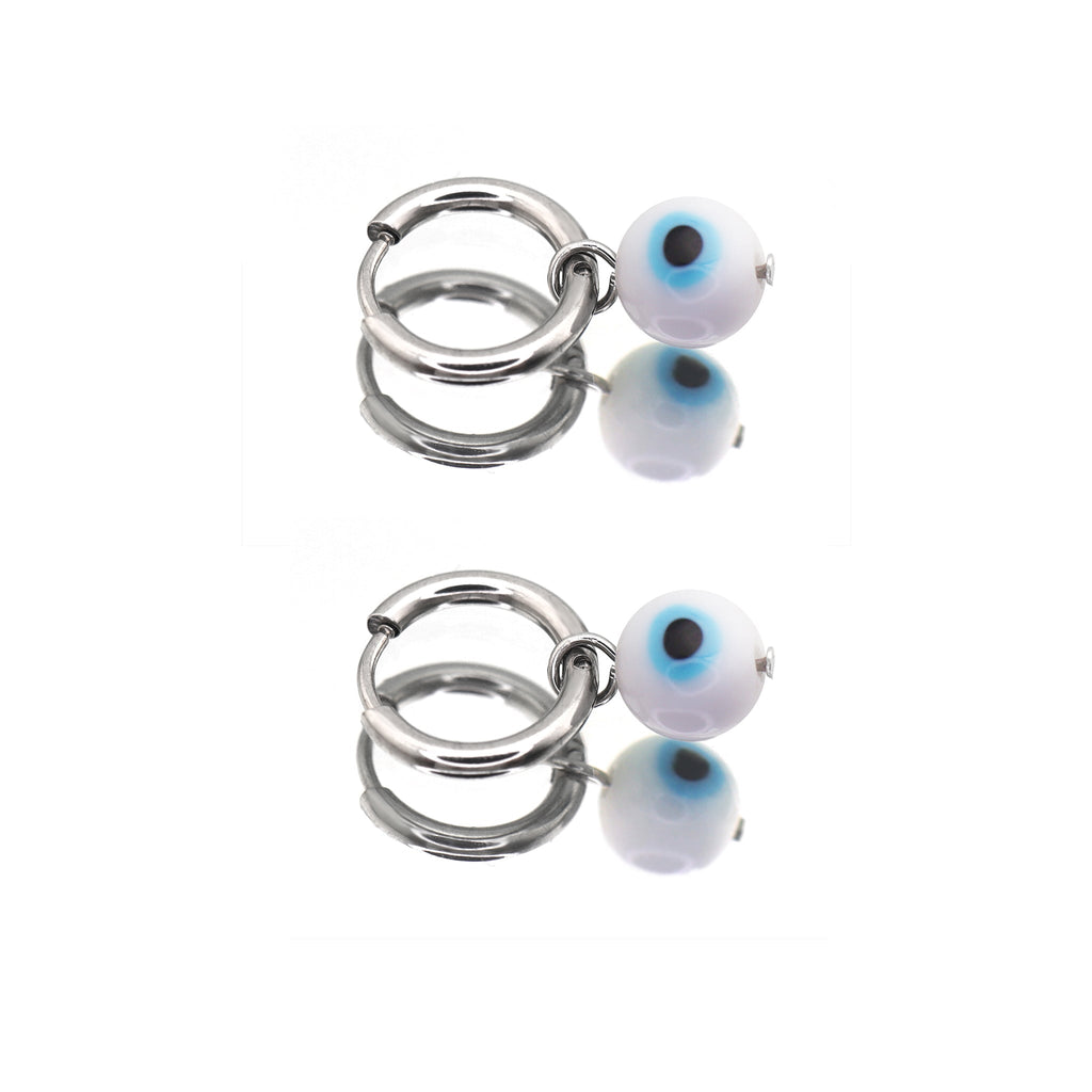 PAIR OF Blue Eyeball Pendant stainless steel Earrings