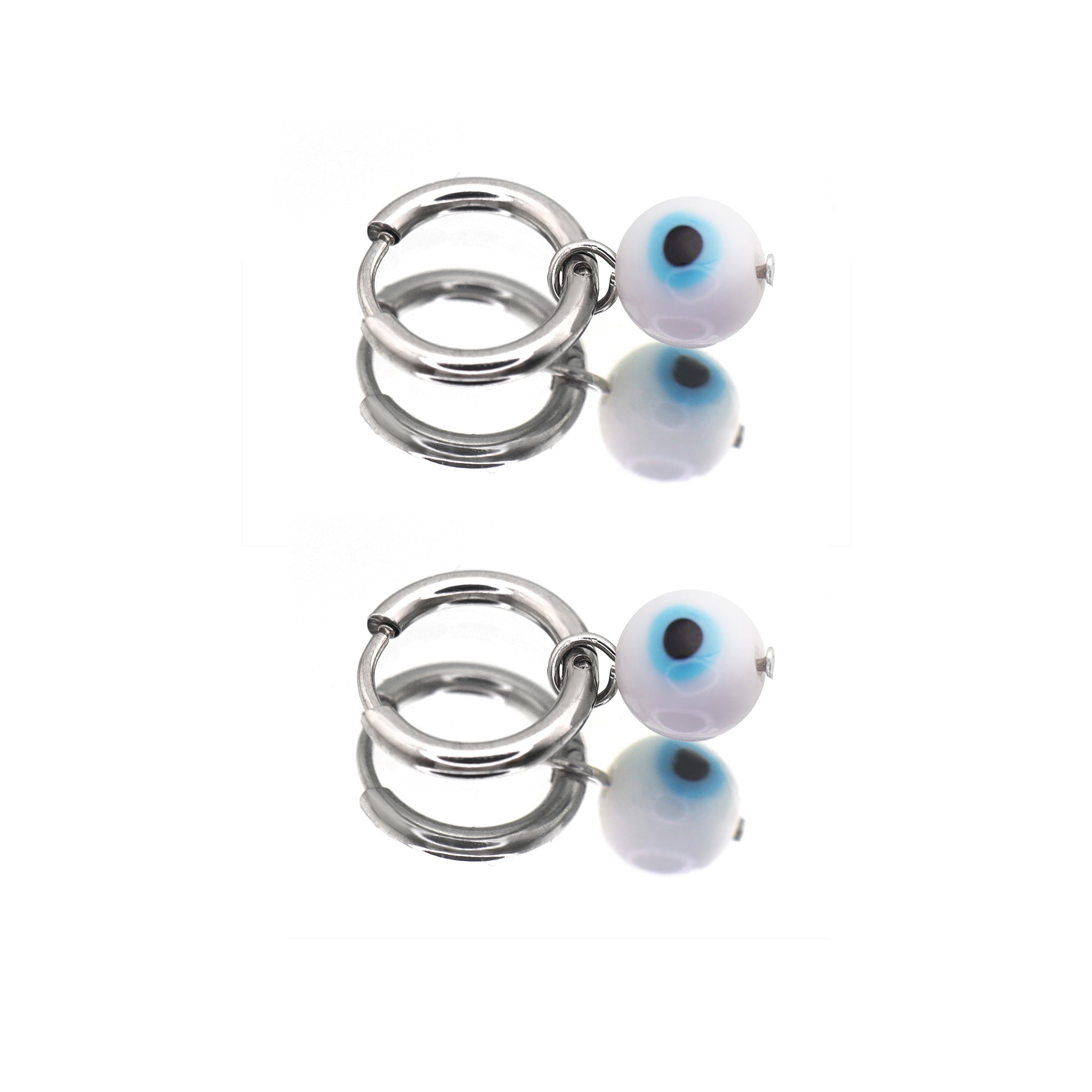 PAIR OF Blue Eyeball Pendant stainless steel Earrings