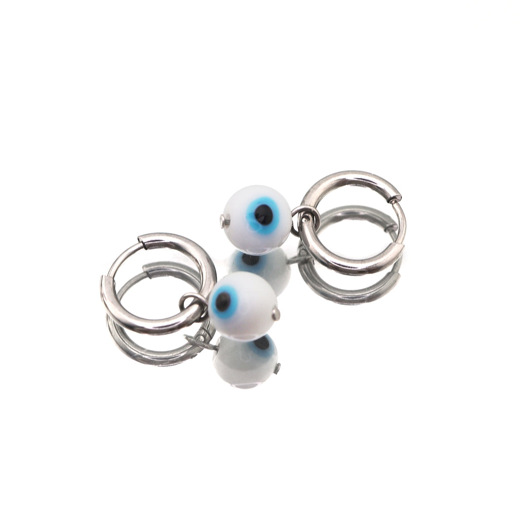 PAIR OF Blue Eyeball Pendant stainless steel Earrings