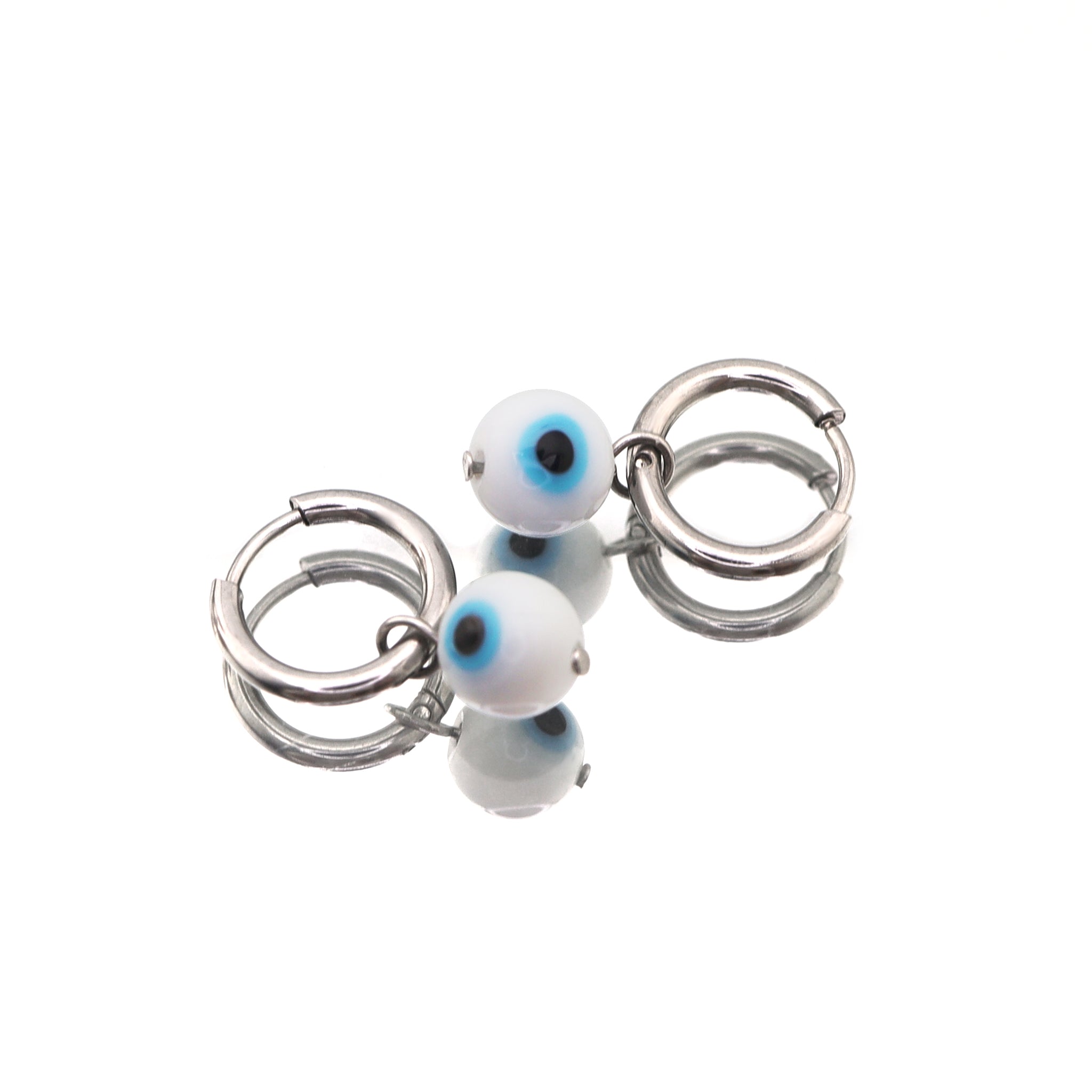PAIR OF Blue Eyeball Pendant stainless steel Earrings