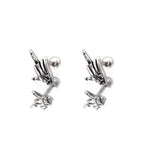 Domed Middle Finger stainless steel Ear Studs