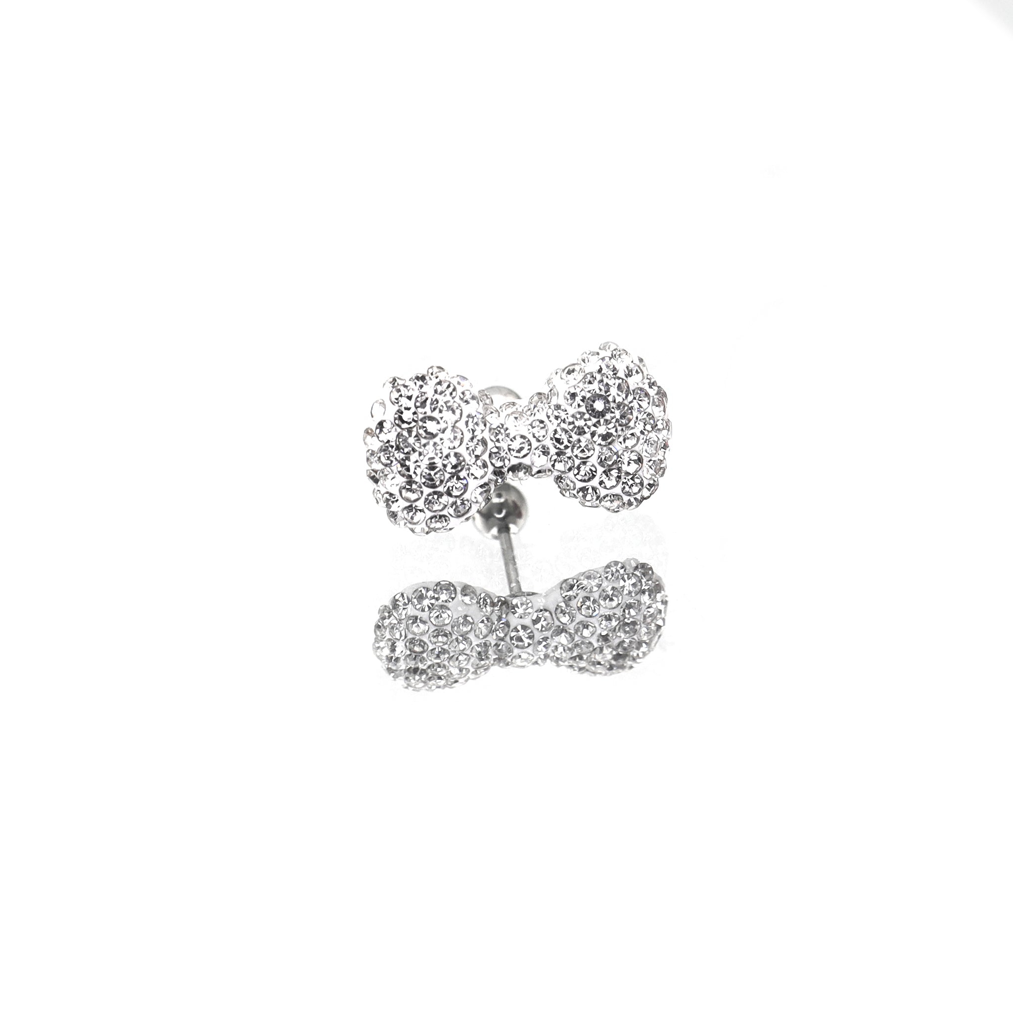 Large Full CZ Bow stainless steel Ear Studs
