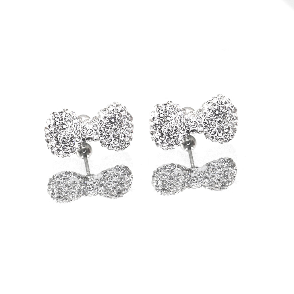 Large Full CZ Bow stainless steel Ear Studs