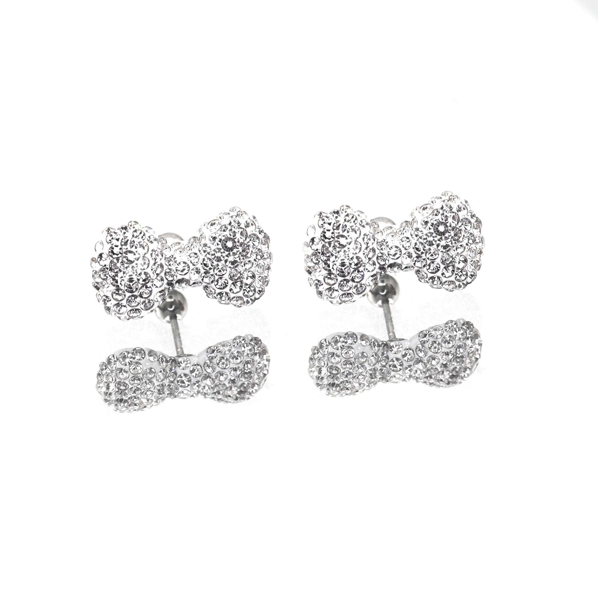 Large Full CZ Bow stainless steel Ear Studs