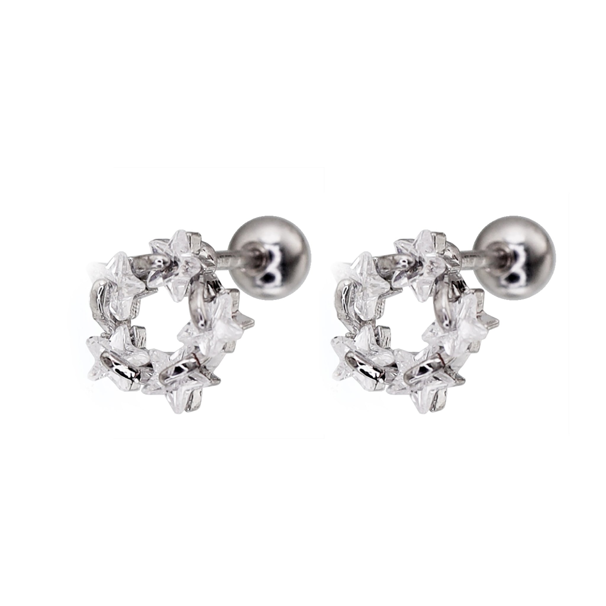 CZ Star Cluster stainless steel Ear Studs