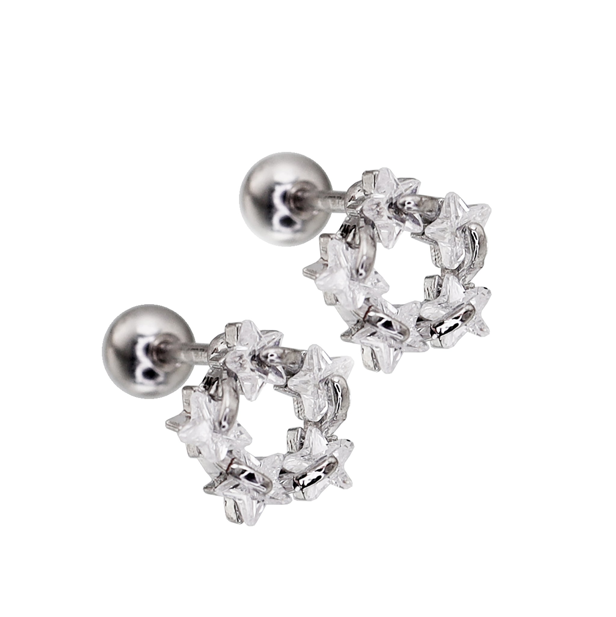 CZ Star Cluster stainless steel Ear Studs