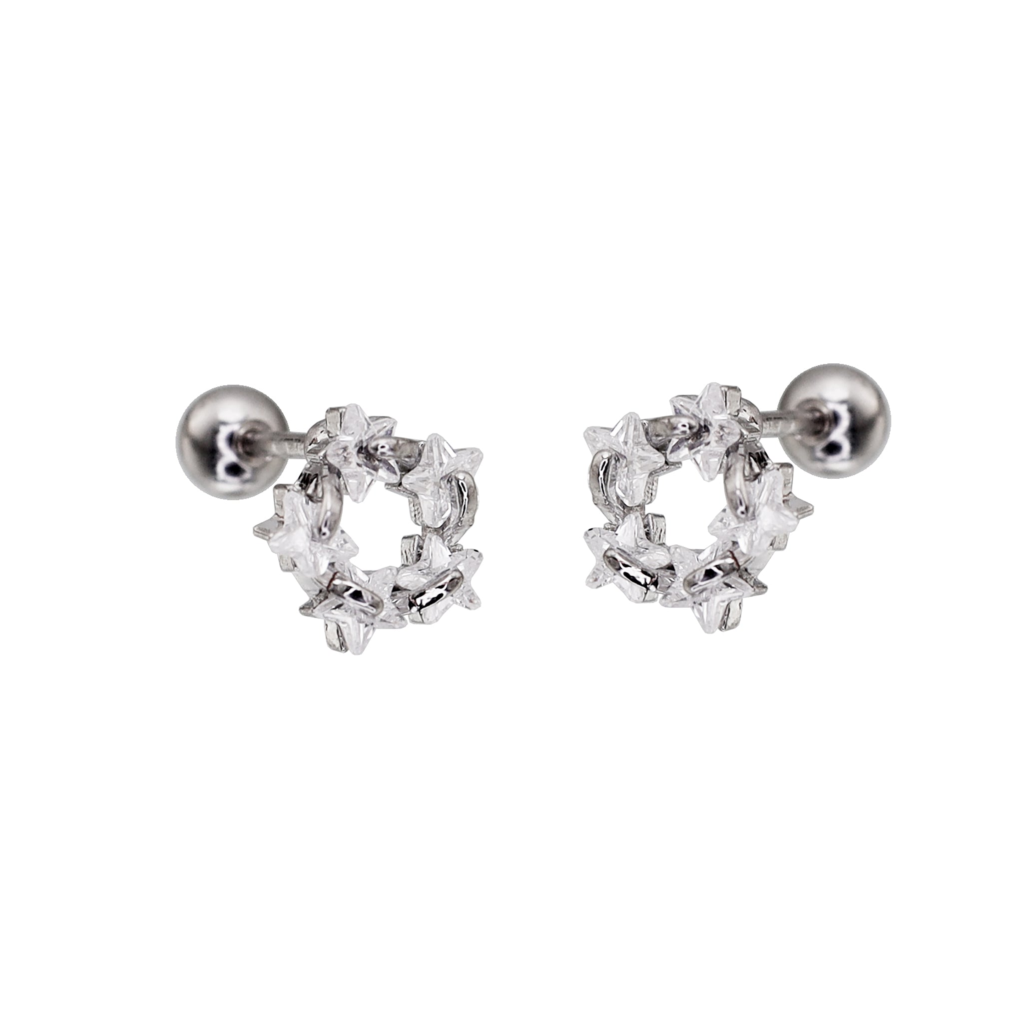 CZ Star Cluster stainless steel Ear Studs